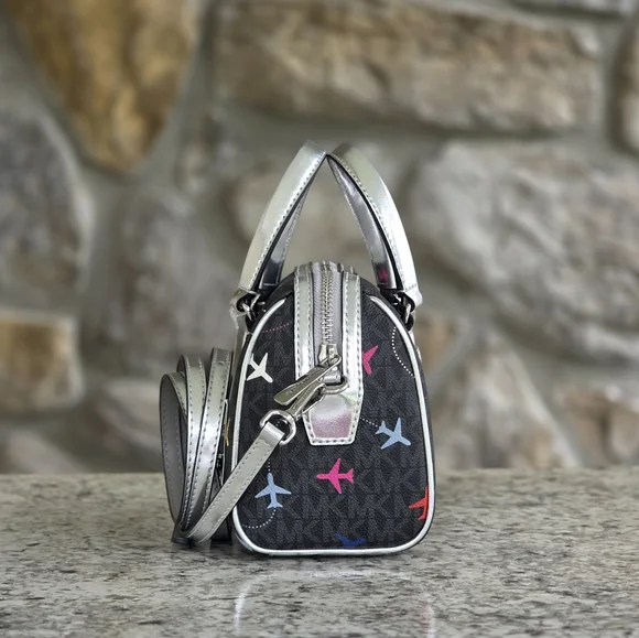 Michael Kors Small Airplane Logo Black Crossbody - Picture 2 of 10